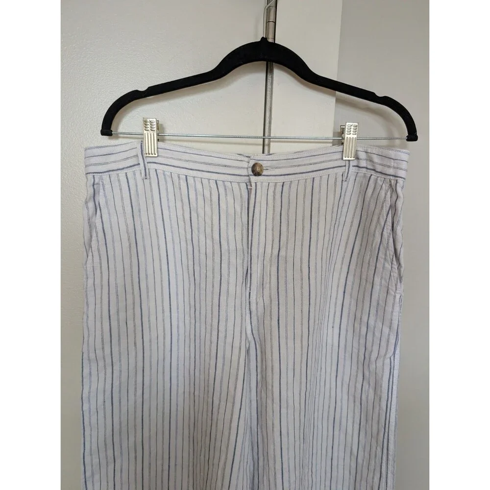 Madewell The Zoe Relaxed Wide Leg Linen Pants in Beachy Stripe sz 10